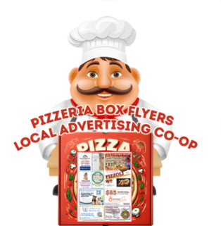 Pizzeria box flyers local advertising co-op box
