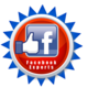 Facebook like badge with a red starburst border